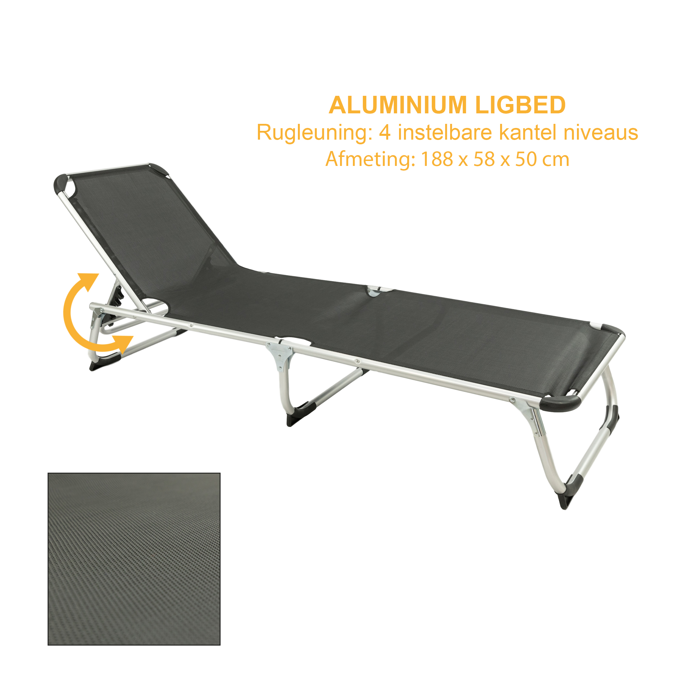 wenkbrauw Zwakheid logica MaxxGarden Aluminium Ligstoel - voor Tuin en Zwembad - Verstelbare Rug -  189x59 cm (zwart) - maxxtools.be
