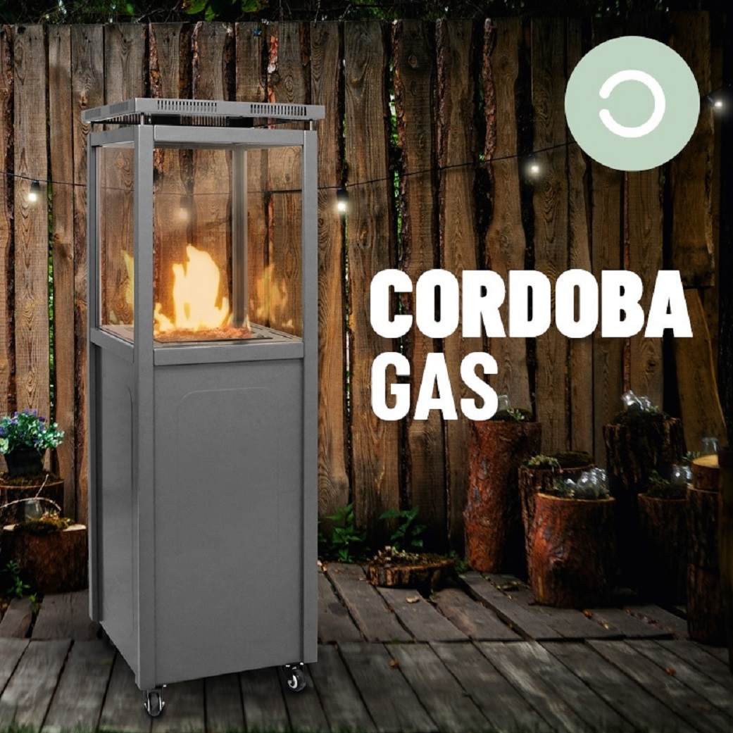 MaxxGarden Cordoba Lounge Terrasverwarmer Buitenhaard gas - staand 7,5Kw incl hoes -