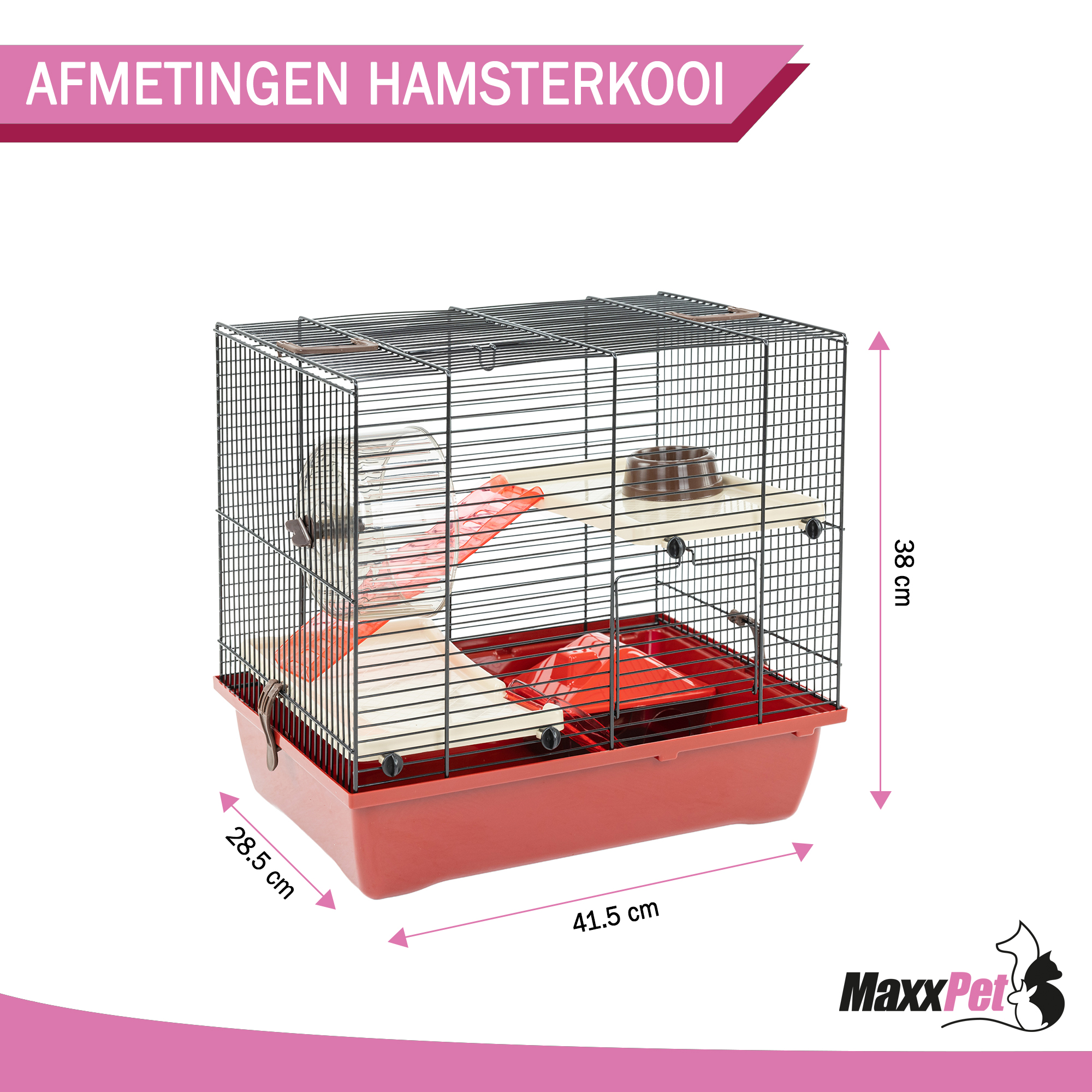 Eindig contact nog een keer MaxxPet Hamsterkooi - Cavia kooi - Rattenkooi - Knaagdieren - Groot -  41,5x28,5x38 cm - Rood - maxxtools.be